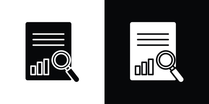 Research icon in flat version on black and white background