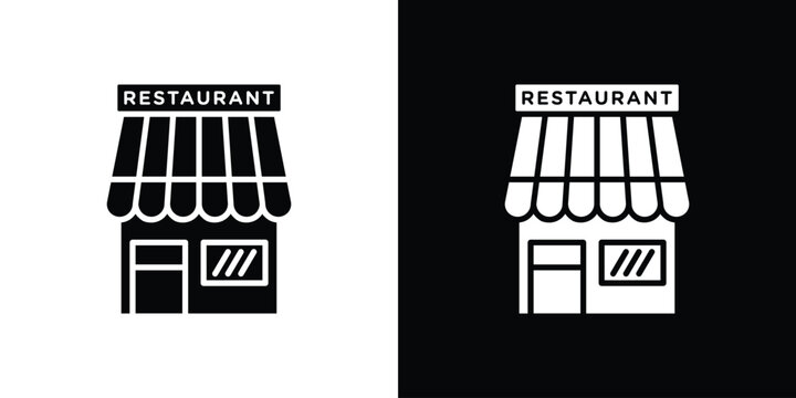 Restaurant icon in flat version on black and white background