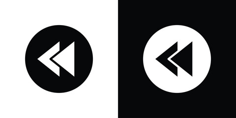 Poster - Rewind icon in flat version on black and white background