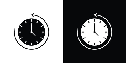 Fototapete - Rewind time icon in flat version on black and white background