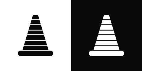 Poster - Road cone icon in flat version on black and white background