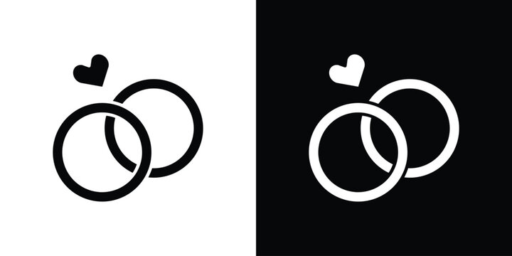 Ring icon in flat version on black and white background