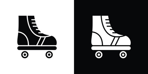 Fototapete - Roller skates icon in flat version on black and white background
