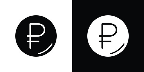 Fototapete - Ruble icon in flat version on black and white background