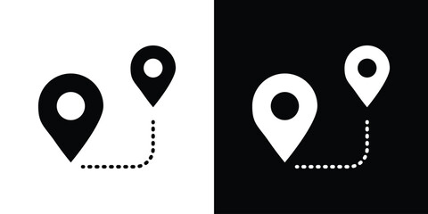Poster - Route icon in flat version on black and white background