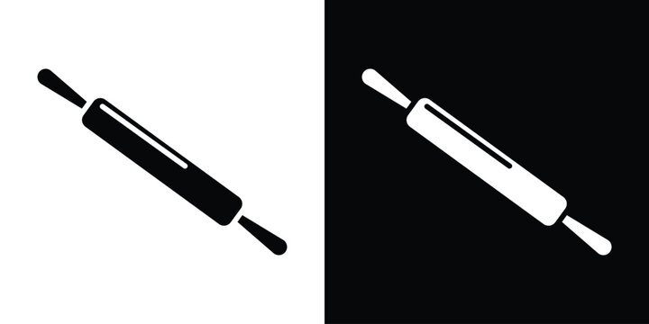 Rolling pin icon in flat version on black and white background