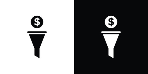 Fototapete - Sales funnel icon in flat version on black and white background