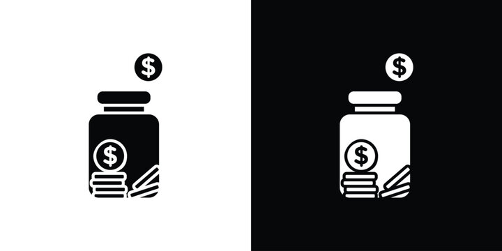 Savings icon in flat version on black and white background