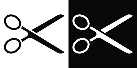 Fototapete - Scissor icon in flat version on black and white background