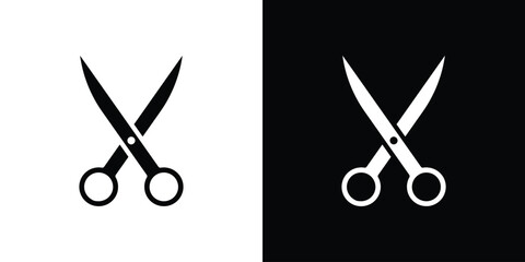 Fototapete - Scissors icon in flat version on black and white background