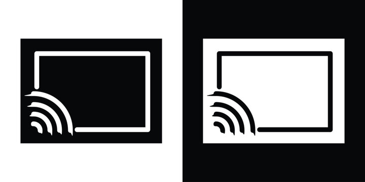 Screencast icon in flat version on black and white background