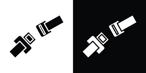 Poster - Seatbelt icon in flat version on black and white background