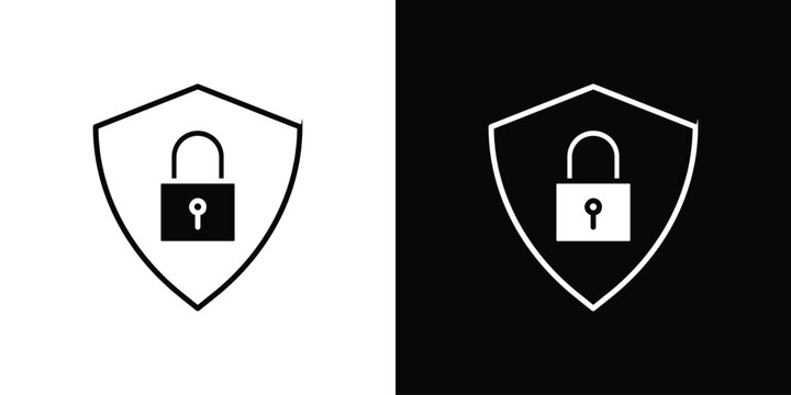 Security icon in flat version on black and white background
