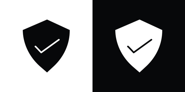 Security icon in flat version on black and white background