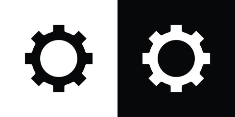 Poster - Settings icon in flat version on black and white background