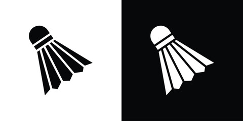 Poster - Shuttlecock icon in flat version on black and white background