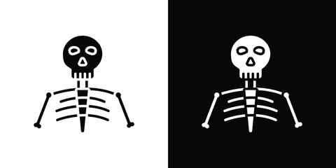 Poster - Skeleton icon in flat version on black and white background