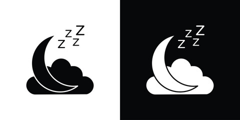 Poster - Sleep icon in flat version on black and white background