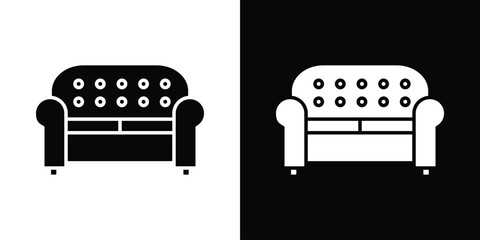 Fototapete - Sofa icon in flat version on black and white background