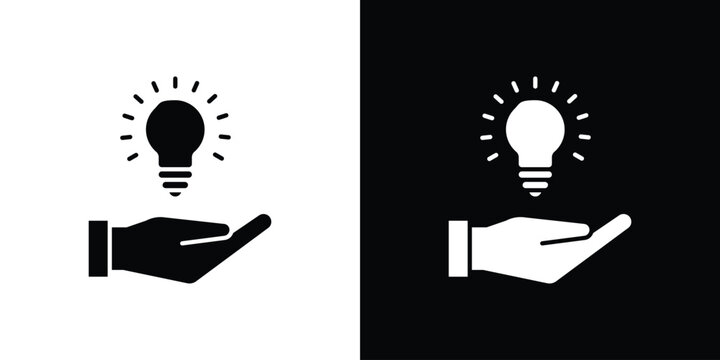 Solution Provide icon in flat version on black and white background