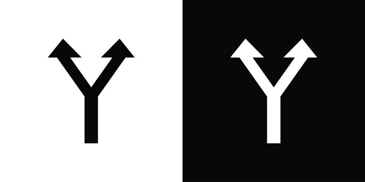 Split icon in flat version on black and white background