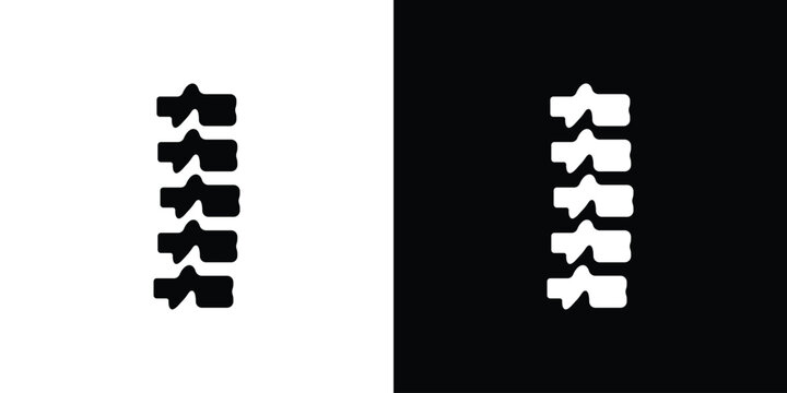 Spine icon in flat version on black and white background