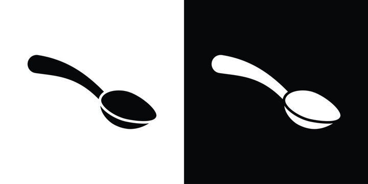 Spoon icon in flat version on black and white background