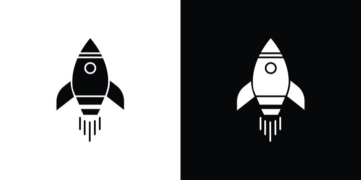 Startup icon in flat version on black and white background