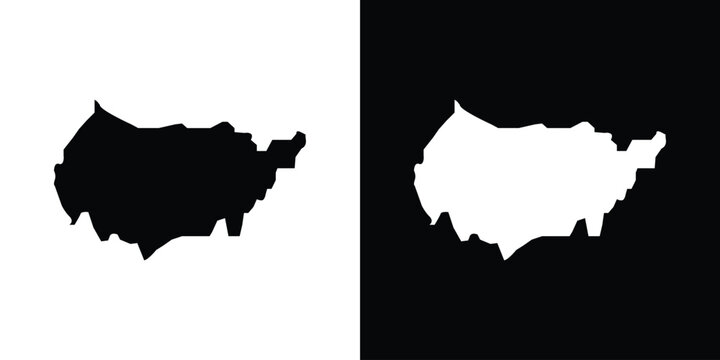 State country icon in flat version on black and white background