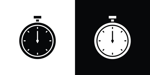 Fototapete - Stopwatch icon in flat version on black and white background