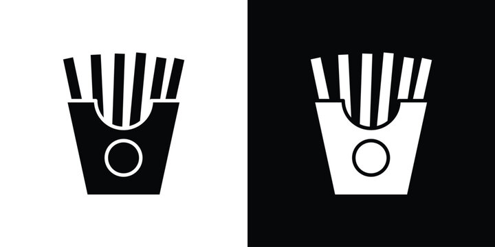 Strawberry icon in flat version on black and white background