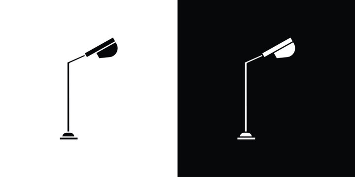 Street light icon in flat version on black and white background