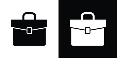Fototapete - Suitcase icon in flat version on black and white background
