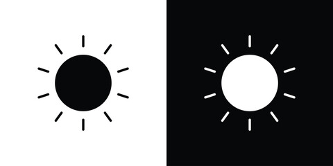 Poster - Sun icon in flat version on black and white background