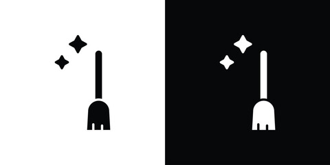Fototapete - Sweeping icon in flat version on black and white background