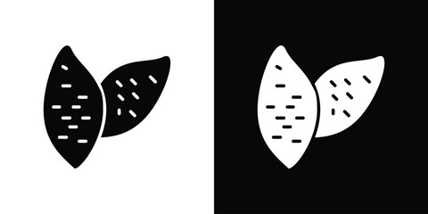 Fototapete - Sweet potato icon in flat version on black and white background