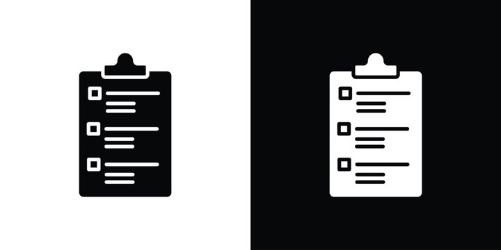 Survey icon in flat version on black and white background