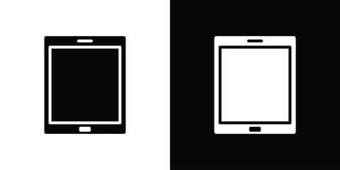 Fototapete - Tablet icon in flat version on black and white background
