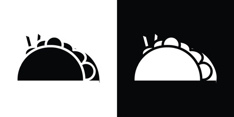 Fototapete - Taco icon in flat version on black and white background