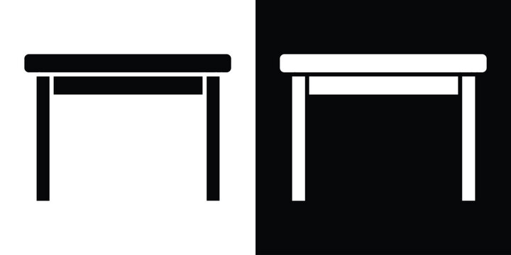 Table icon in flat version on black and white background