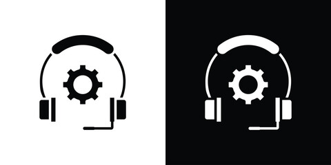 Poster - Technical support icon in flat version on black and white background
