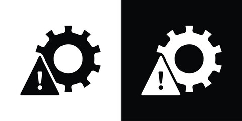 Fototapete - Technical warning icon in flat version on black and white background