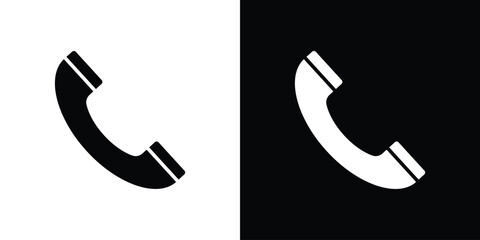 Aufkleber - Telephone icon in flat version on black and white background