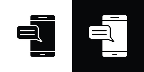 Fototapete - Text message icon in flat version on black and white background