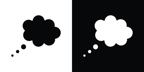 Aufkleber - Think bubble icon in flat version on black and white background