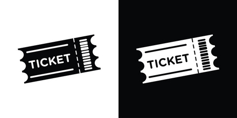 Aufkleber - Ticket stub icon in flat version on black and white background