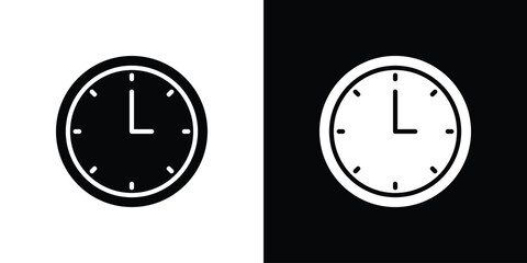 Aufkleber - Time clock icon in flat version on black and white background