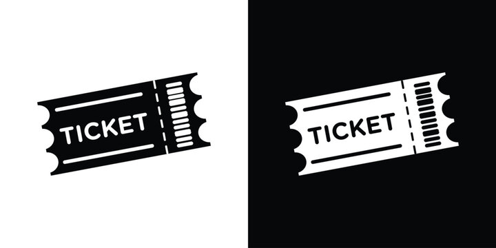 Ticket stub icon in flat version on black and white background
