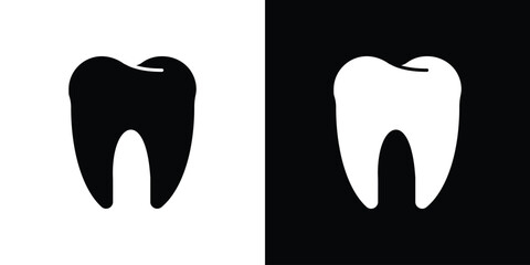 Aufkleber - Tooth icon in flat version on black and white background