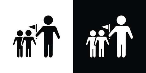 Poster - Tour guide people icon in flat version on black and white background